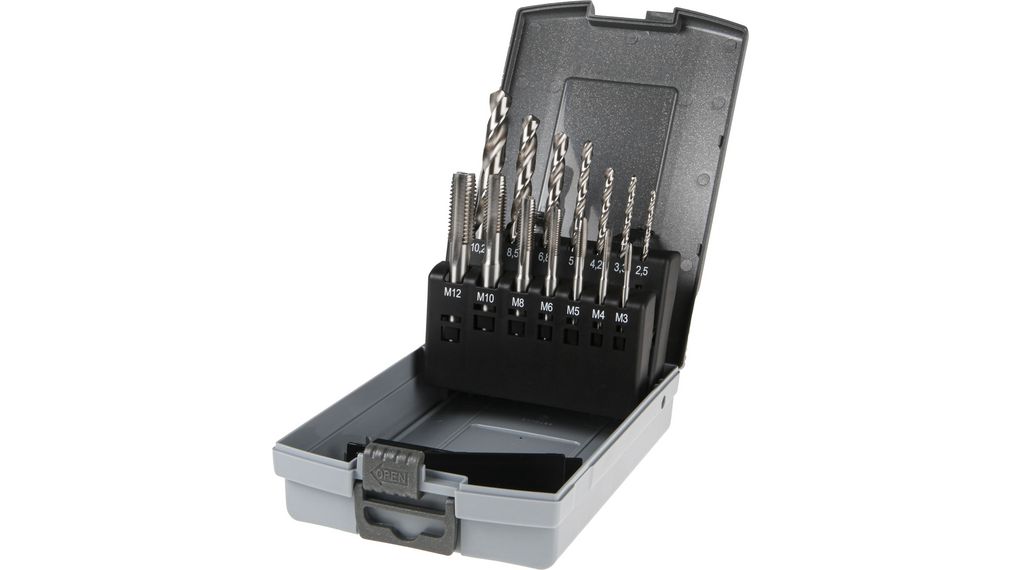 Tap and Drill Bit Set, HSS, 14pcs